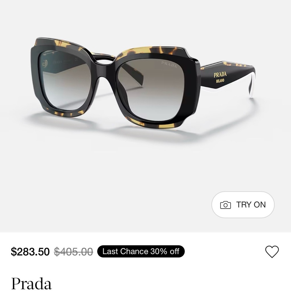 Prada Tortoiseshell Black Square Sunglasses - Picture 2 of 2